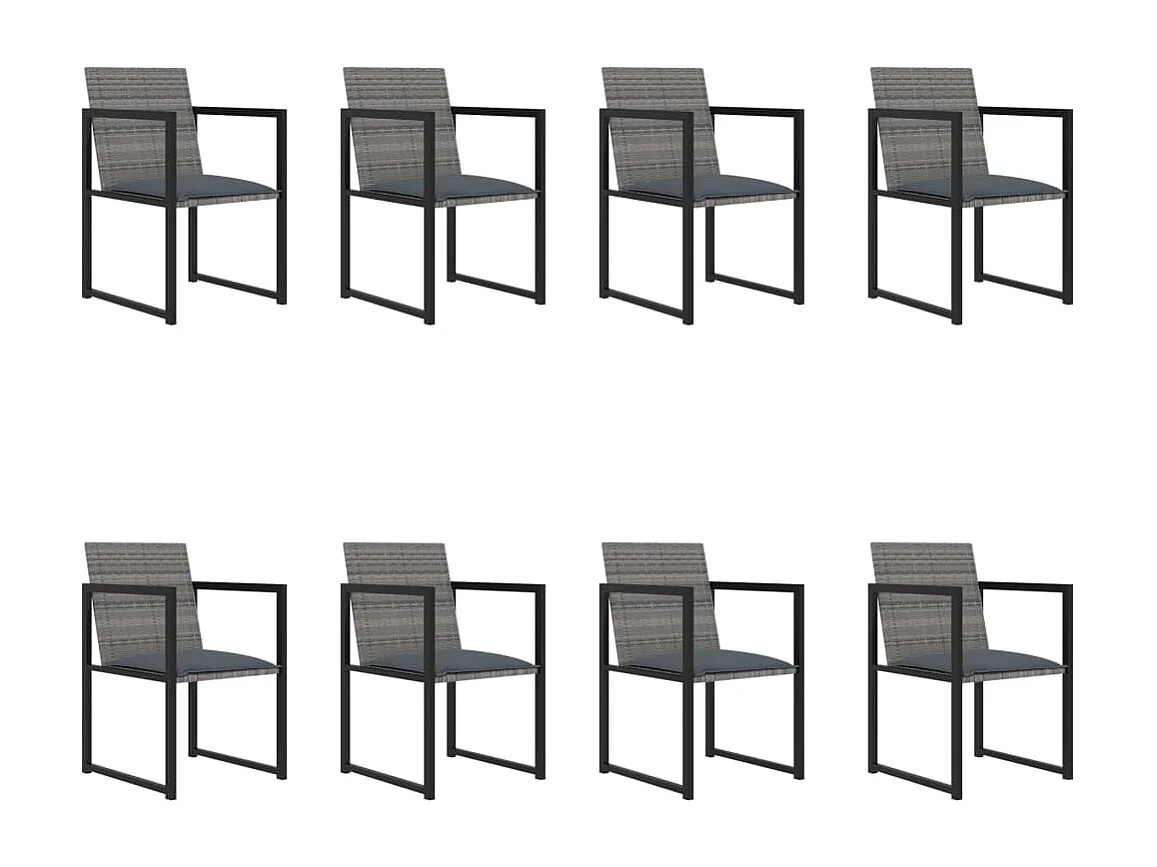 Holly Ann  Ensemble à manger d'extérieur 9pcs coussins Résine tressée Gris