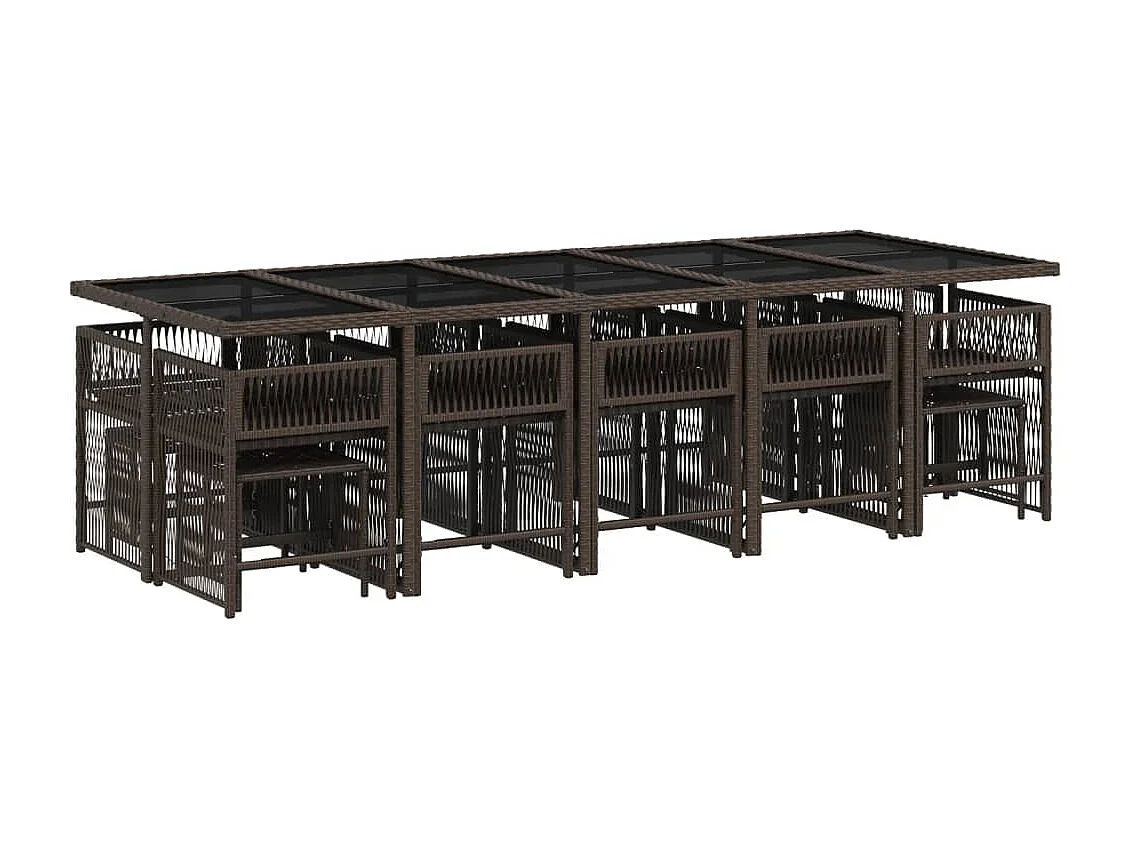 Laura Lucía  15-delige Tuinset met kussens poly rattan bruin