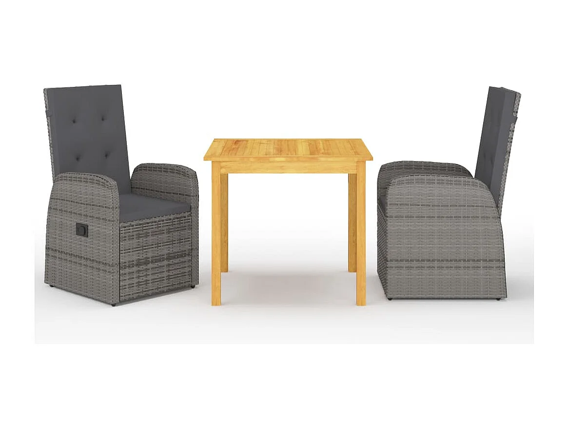 Xarina  Juego de comedor para jardín 3 piezas gris
