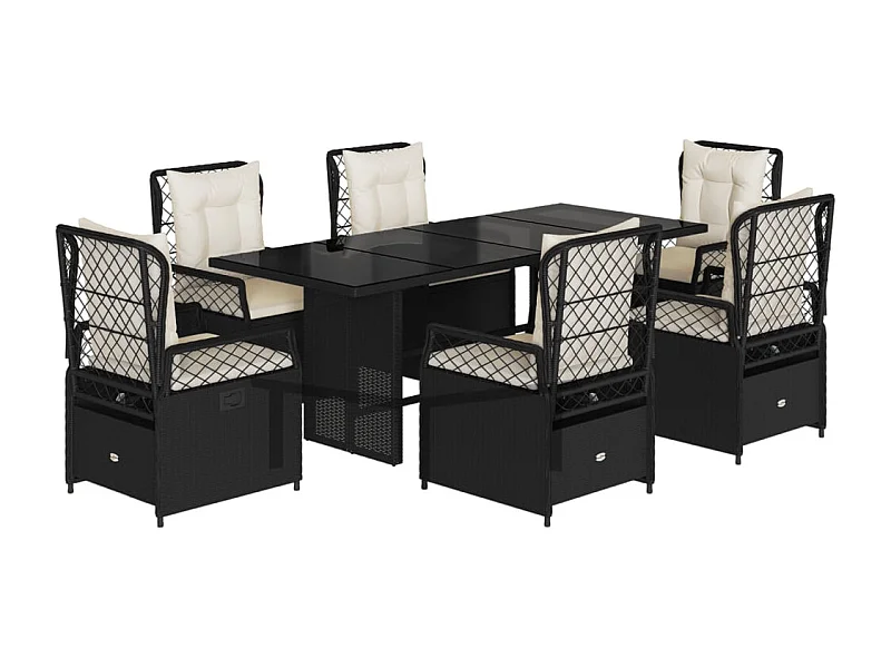 Veteli  7-delige Tuinset met kussens poly rattan zwart