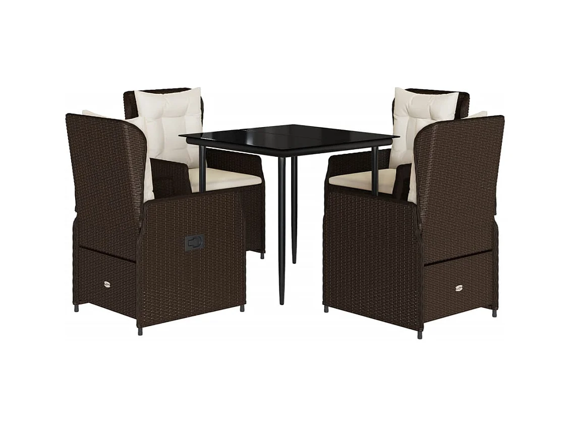 Tilly  5-delige Tuinset met kussens poly rattan bruin