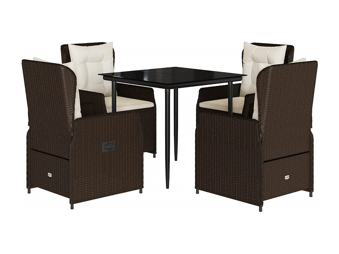 Tilly  5-delige Tuinset met kussens poly rattan bruin