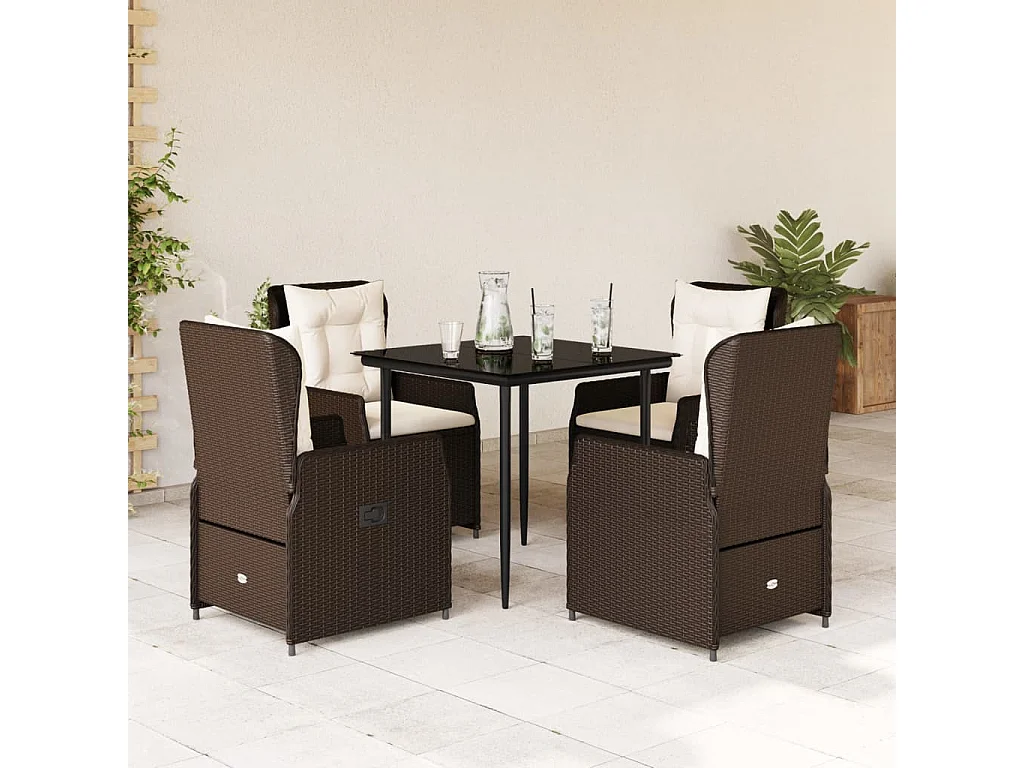 Tilly  5-delige Tuinset met kussens poly rattan bruin