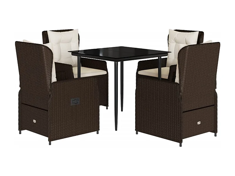 Tilly  5-delige Tuinset met kussens poly rattan bruin
