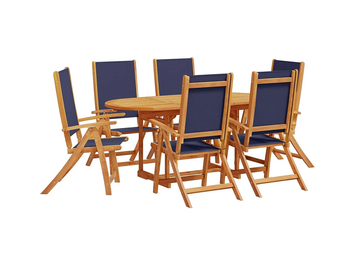 Carrizo Springs  Juego comedor de jardín 7 pzas madera maciza acacia y textileno