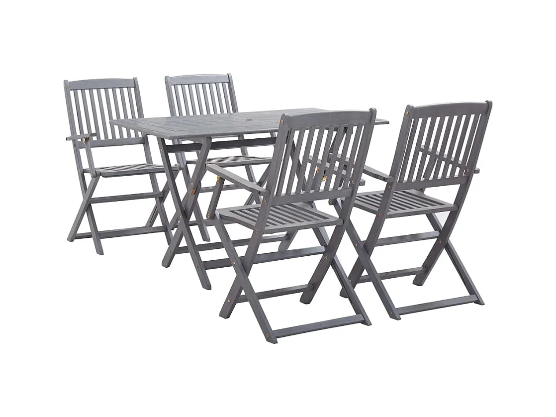 Warrington  Ensemble à manger de jardin 5 pcs Bois d'acacia massif Gris
