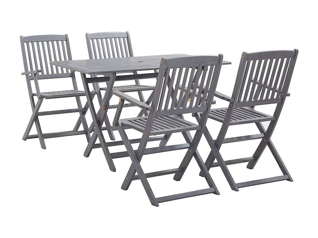 Warrington  Ensemble à manger de jardin 5 pcs Bois d'acacia massif Gris