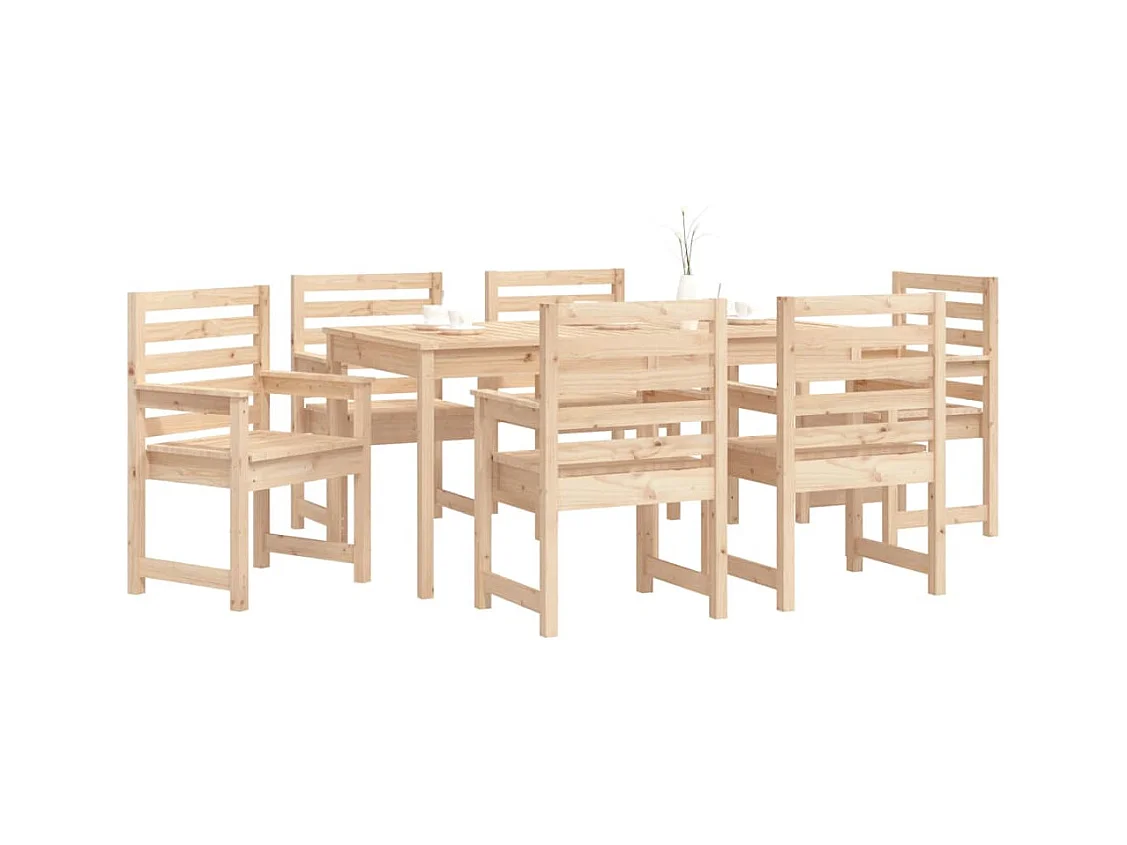 Sophie-Anaïs-Claire  Ensemble à manger de jardin 7 pcs bois massif de pin