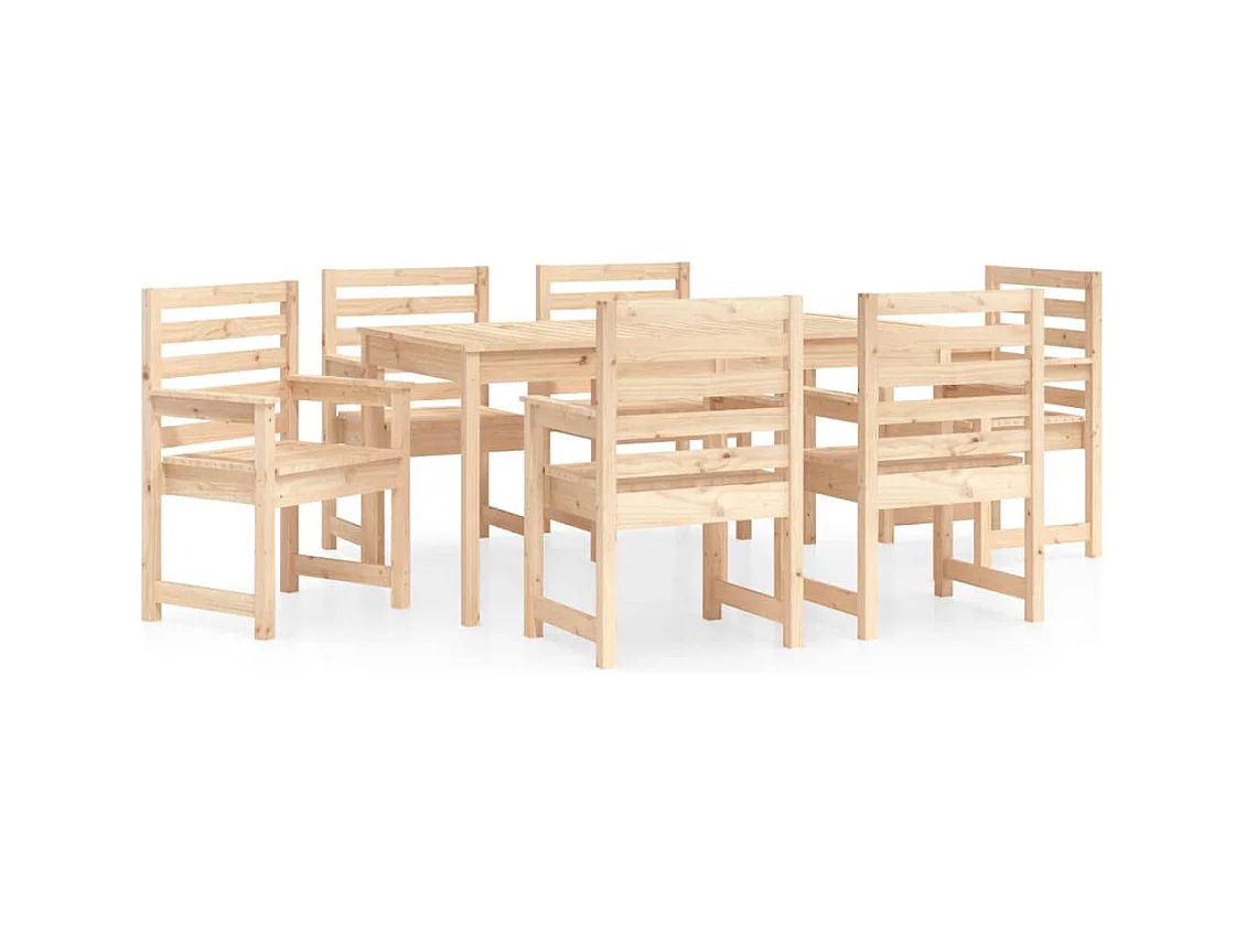 Sophie-Anaïs-Claire  Juego de comedor de jardín 7 piezas madera maciza de pino