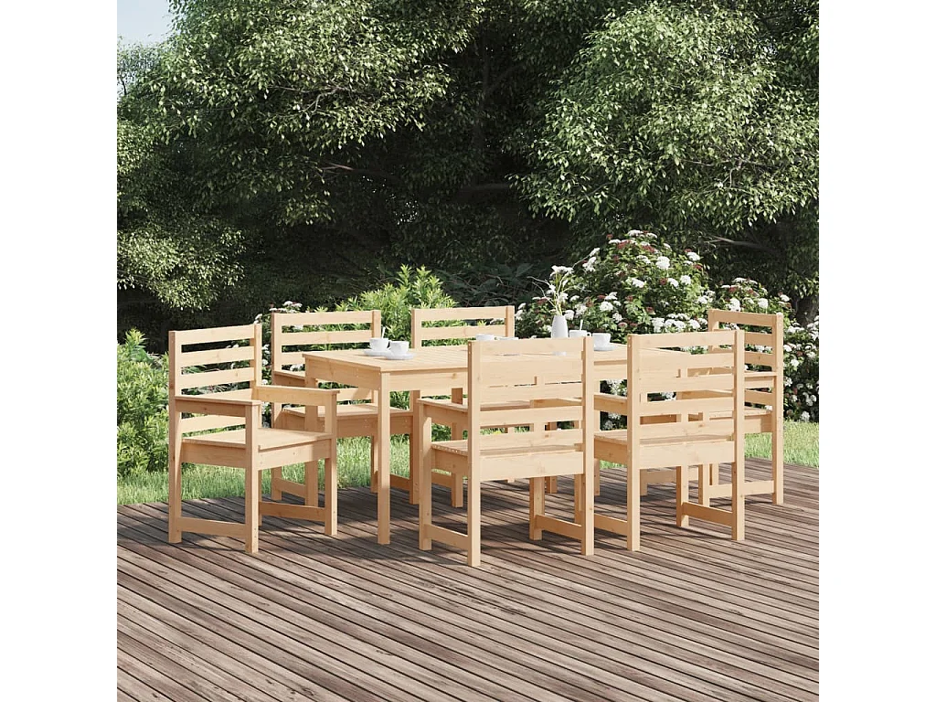 Sophie-Anaïs-Claire  Ensemble à manger de jardin 7 pcs bois massif de pin