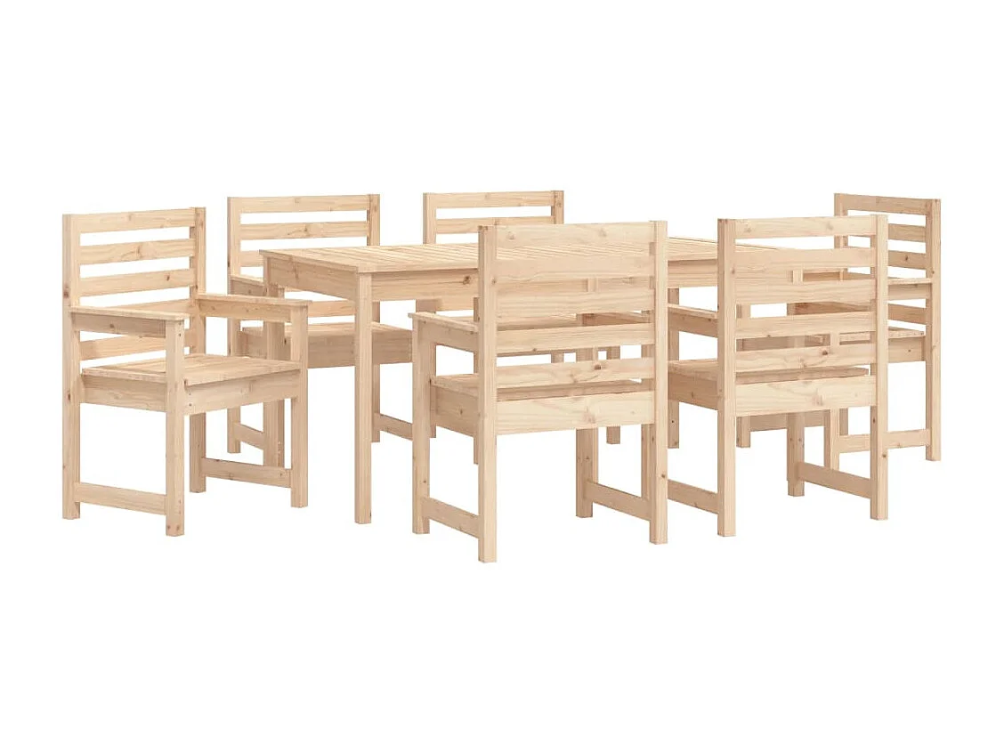 Sophie-Anaïs-Claire  Ensemble à manger de jardin 7 pcs bois massif de pin