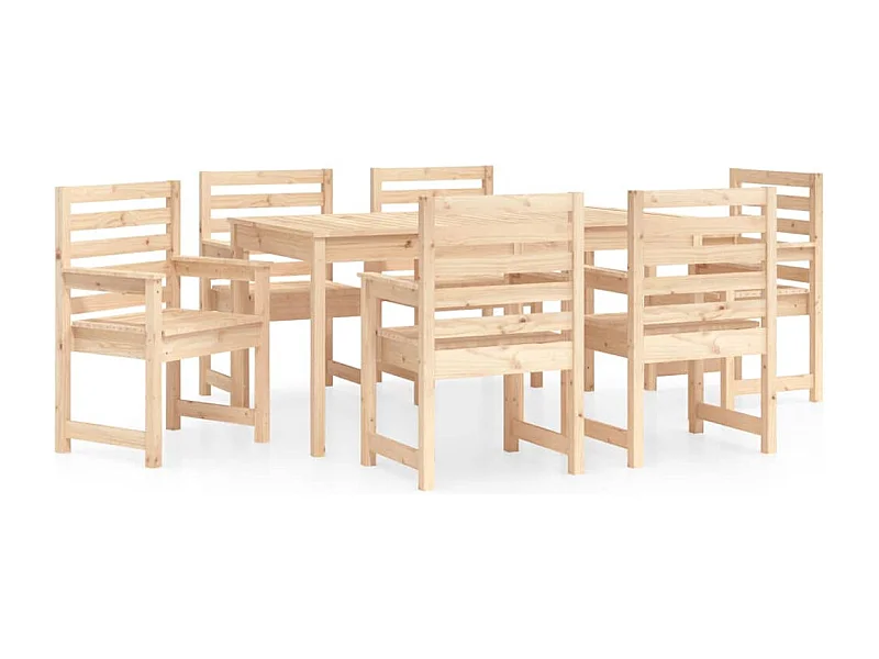 Sophie-Anaïs-Claire  Ensemble à manger de jardin 7 pcs bois massif de pin