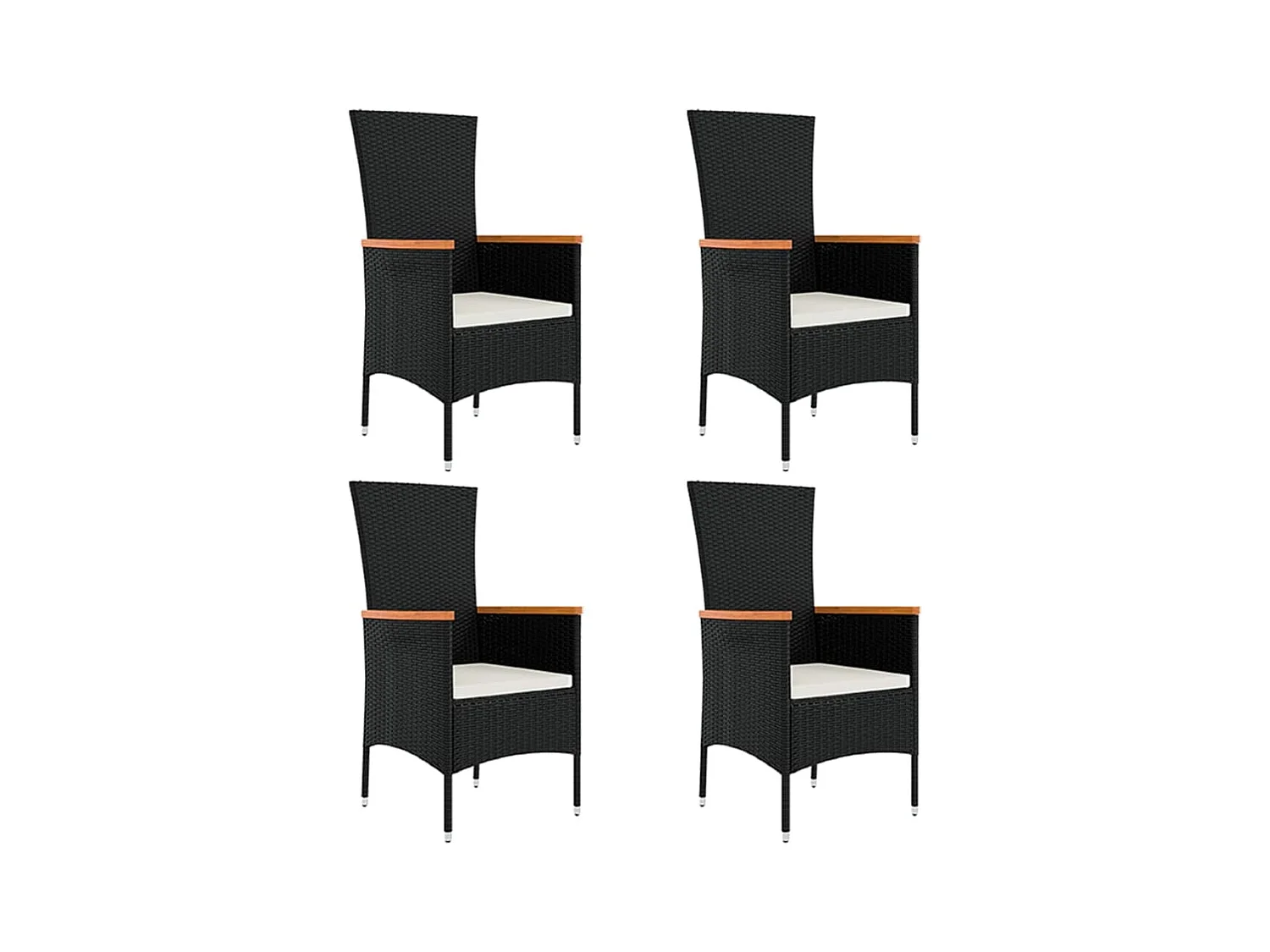 Ziriel  Ensemble à manger de jardin coussins 5pcs Noir Résine tressée