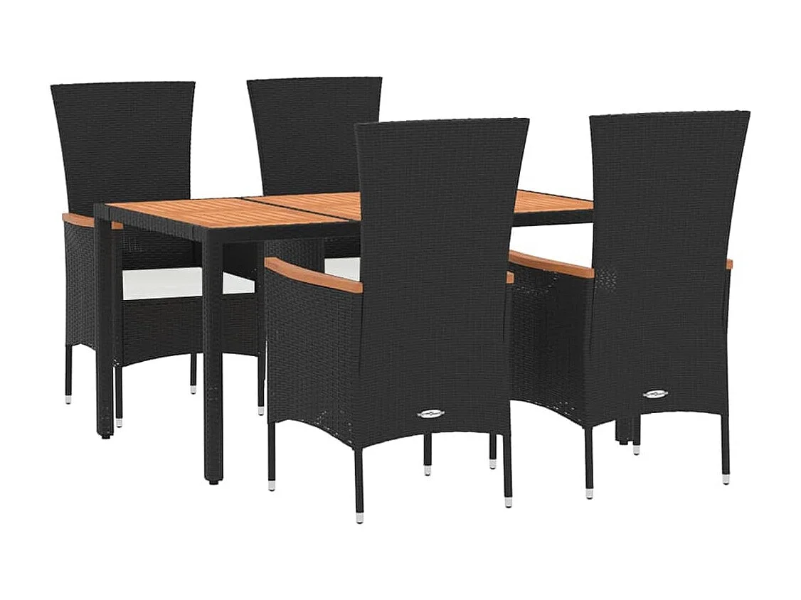 Ziriel  5-delige Tuinset met kussens poly rattan zwart