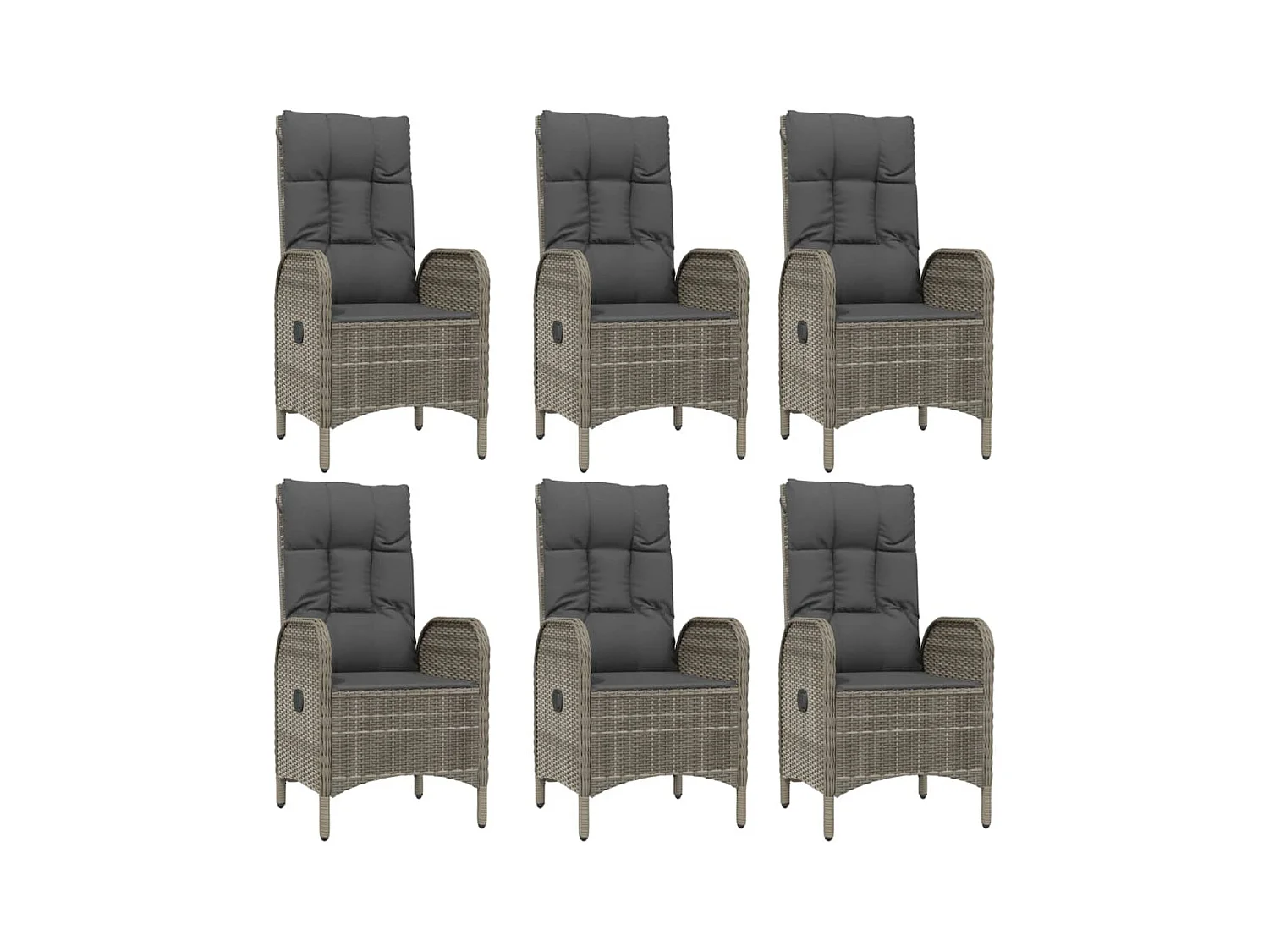 De Haan  Ensemble à manger jardin et coussins 7 pcs Noir et gris Rotin