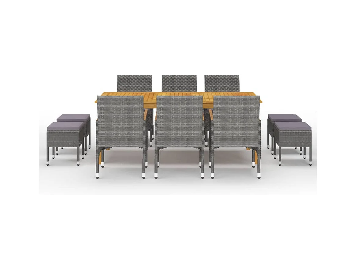 Bas  Ensemble à manger de jardin 11 pcs Gris