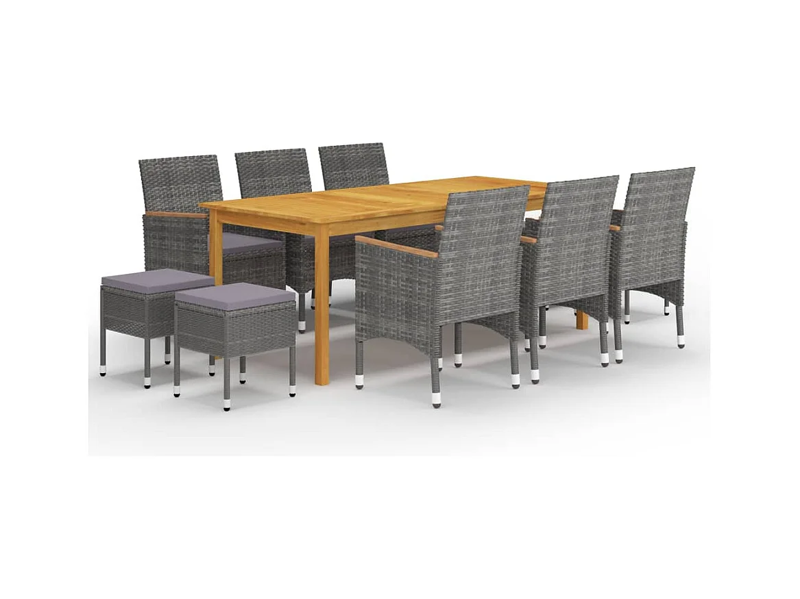 Bas  Ensemble à manger de jardin 11 pcs Gris