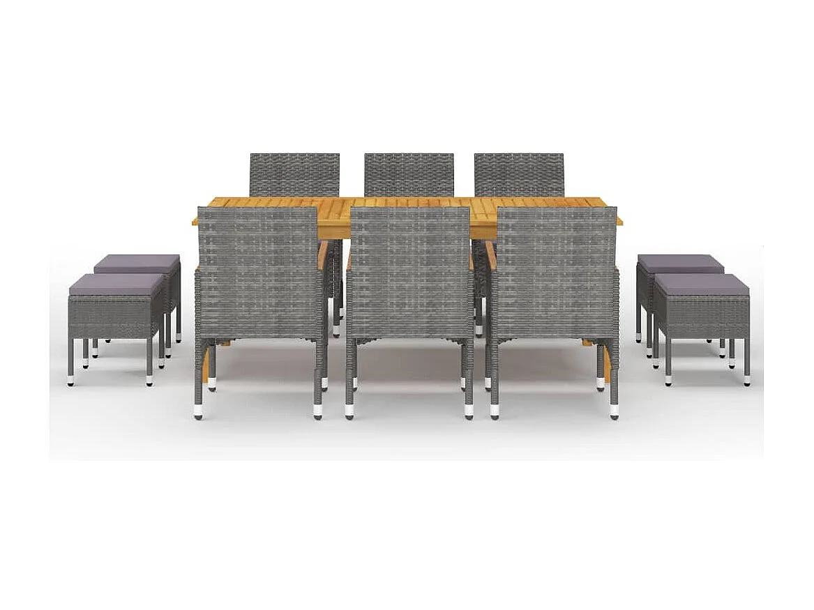 Bas  Ensemble à manger de jardin 11 pcs Gris