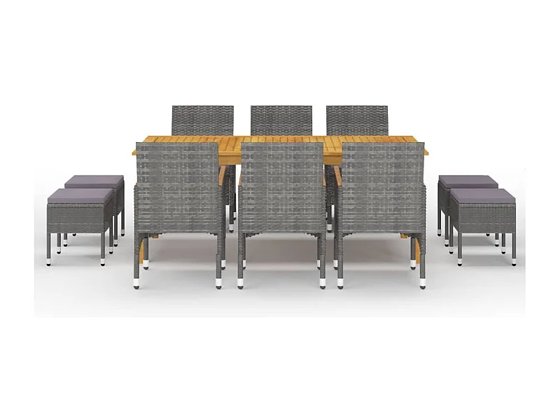 Bas  Ensemble à manger de jardin 11 pcs Gris