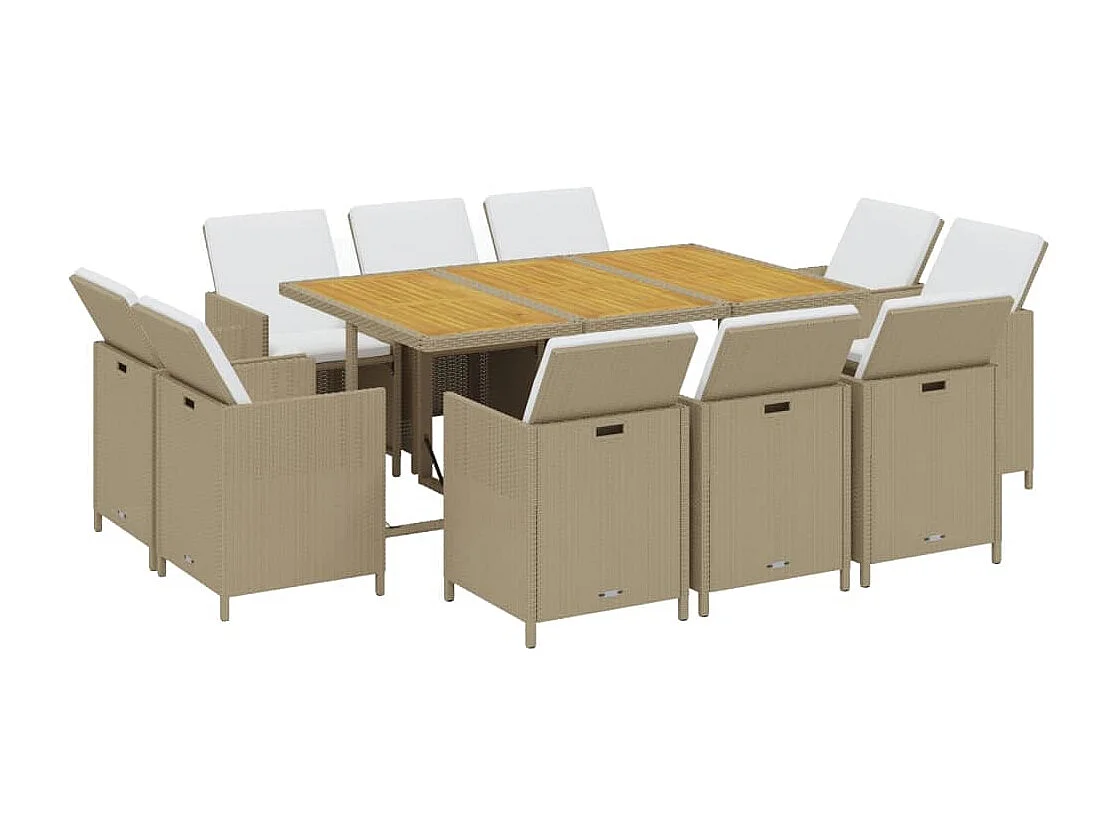 Hugo  11-delige Tuinset met kussens poly rattan beige