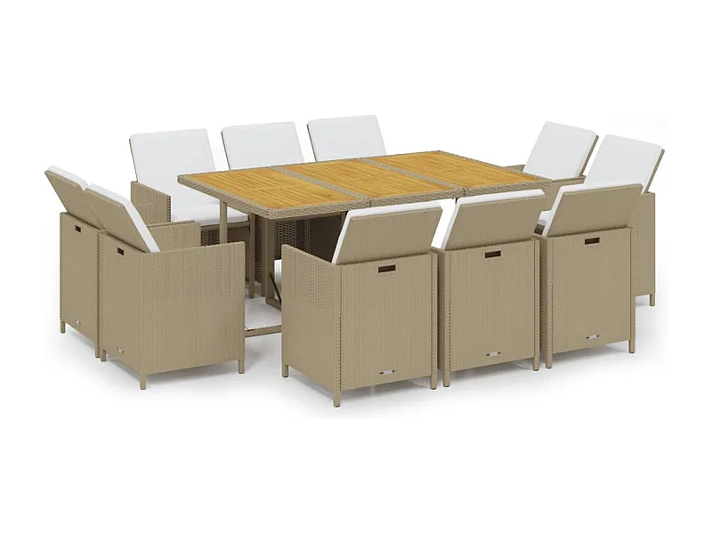 Hugo  11-delige Tuinset met kussens poly rattan beige