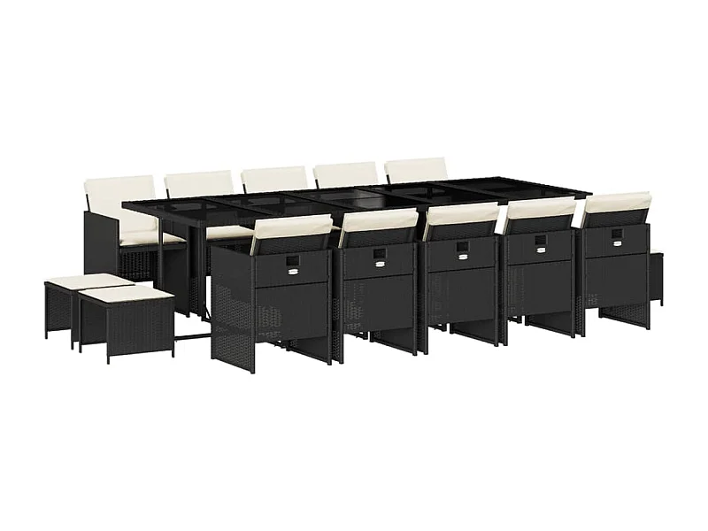 Steno  15-delige Tuinset met kussens poly rattan zwart