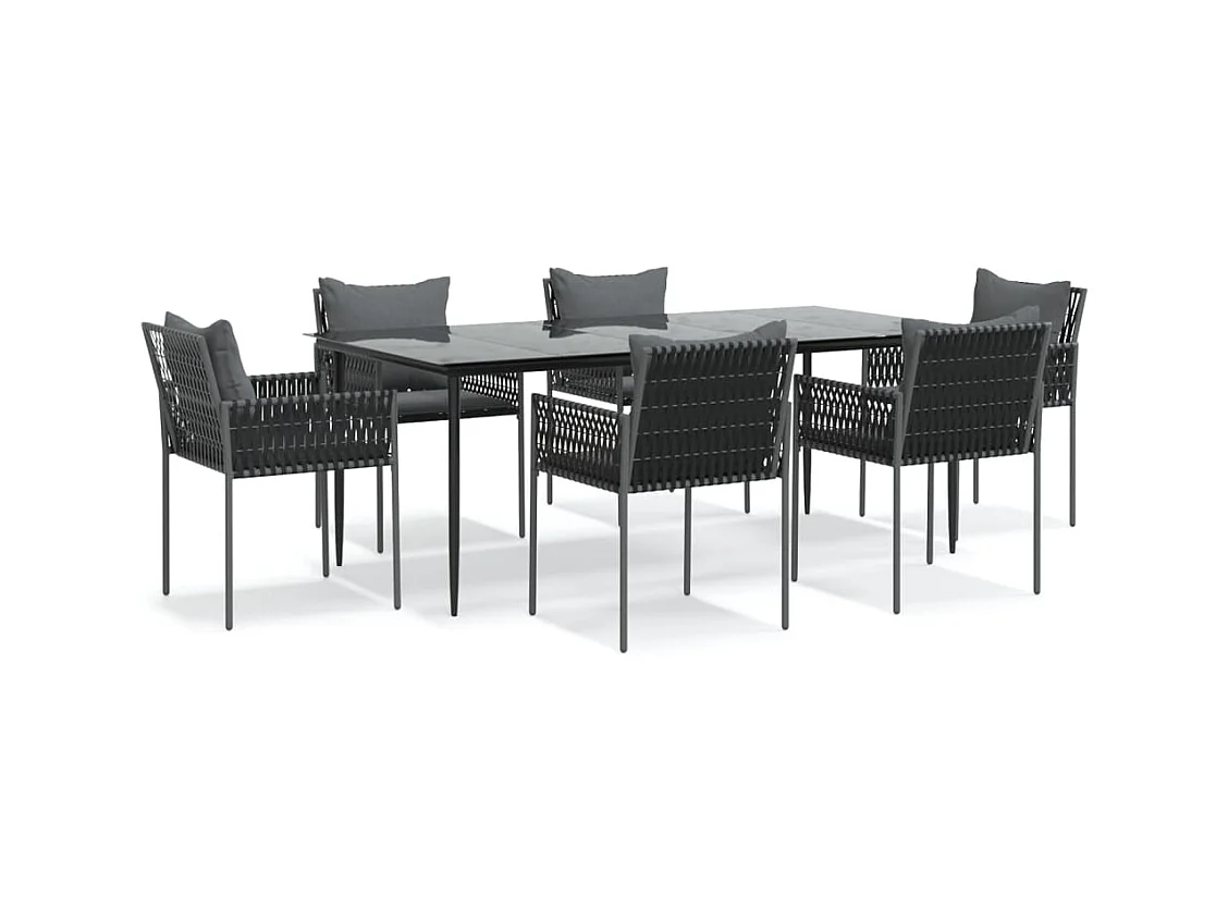 Mørkøv  Juego comedor jardín 7 piezas y cojines ratán sintético y acero