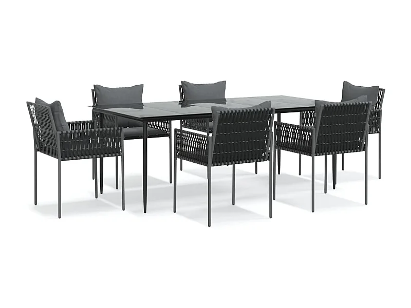 Mørkøv  7-delige Tuinset met kussens poly rattan en staal