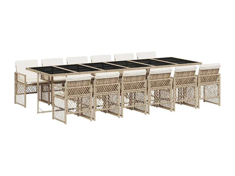 Connersville  Ensemble à manger de jardin et coussins 13 pcs beige