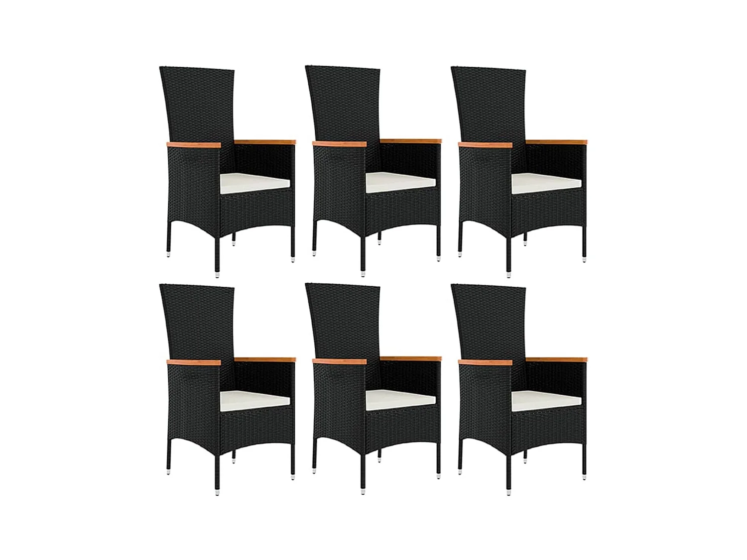Ziriel  Ensemble à manger de jardin coussins 7pcs Noir Résine tressée