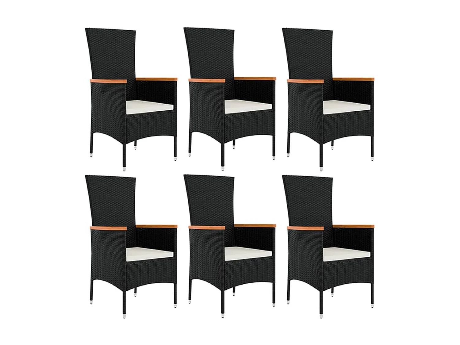 Ziriel  Ensemble à manger de jardin coussins 7pcs Noir Résine tressée