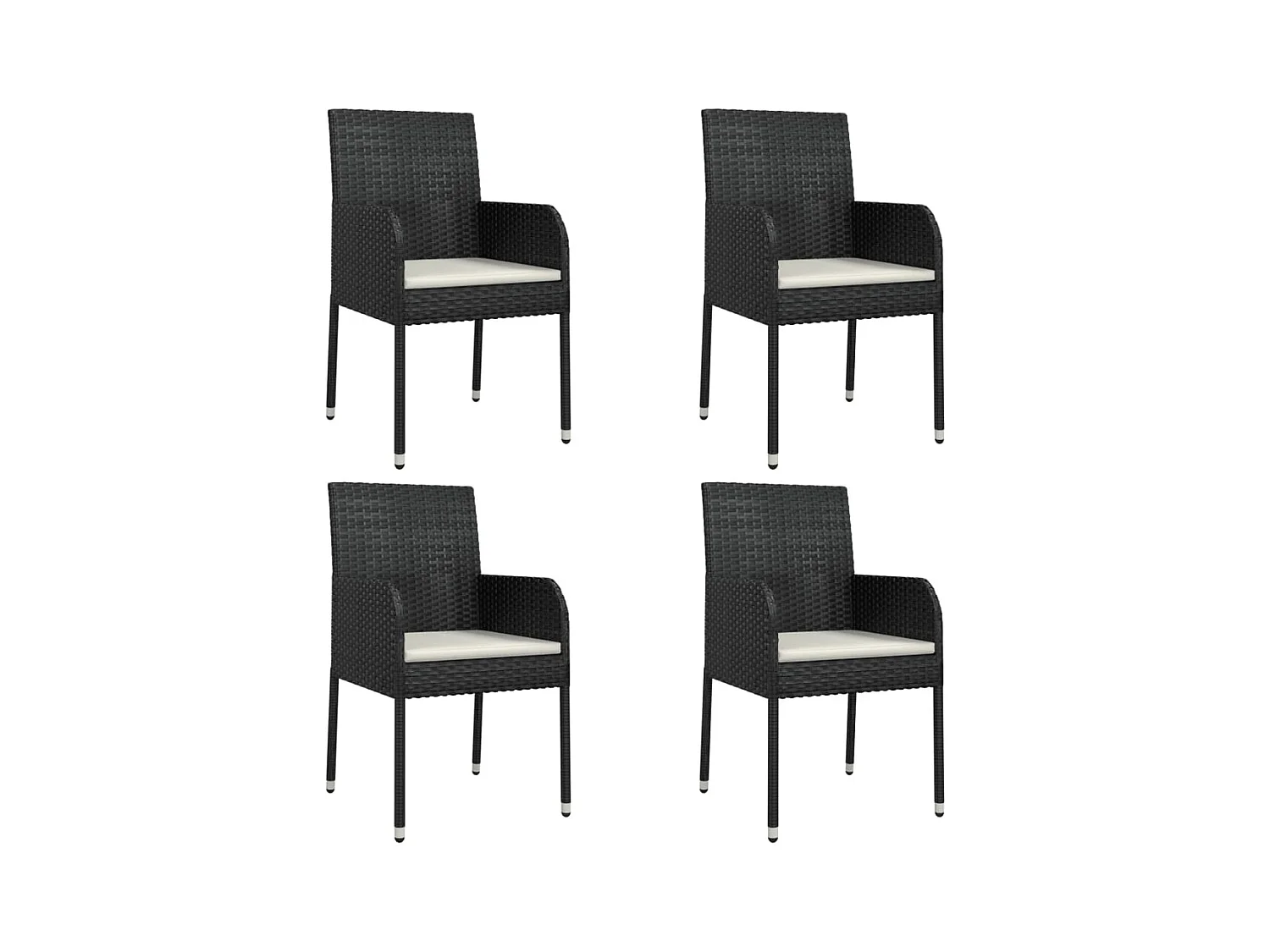Tyron  Ensemble à manger de jardin coussins 5pcs Noir Résine tressée