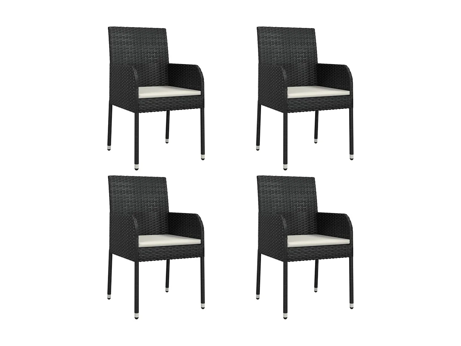 Tyron  Ensemble à manger de jardin coussins 5pcs Noir Résine tressée