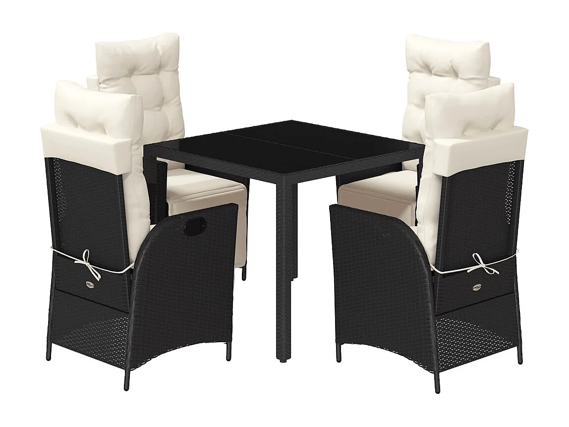 Prolenta Premium -  5-delige Tuinset met kussens poly rattan zwart