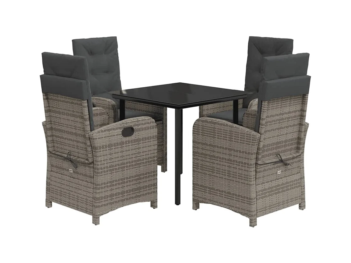 Sandrine-Noëlle  Ensemble à manger de jardin 5 pcs coussins gris résine tressée