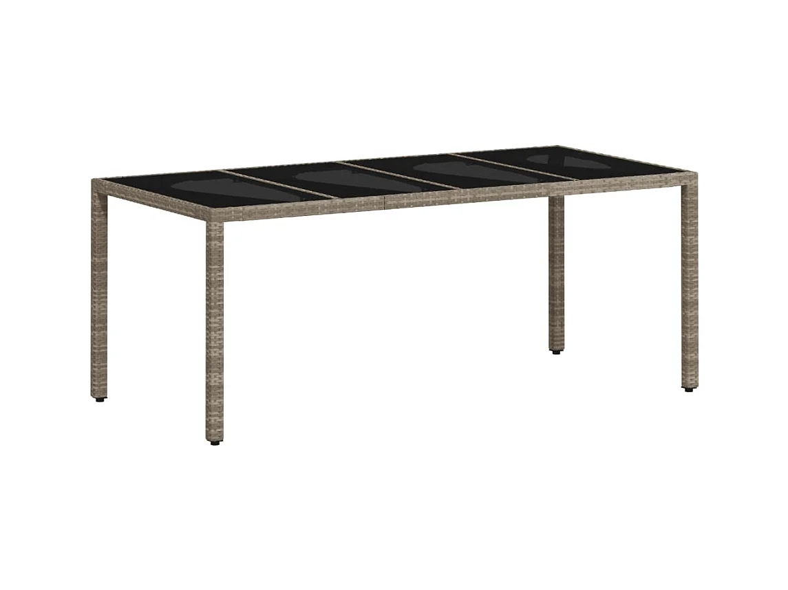 Stafford Springs  Ensemble à manger de jardin avec coussins 7 pcs rotin et verre