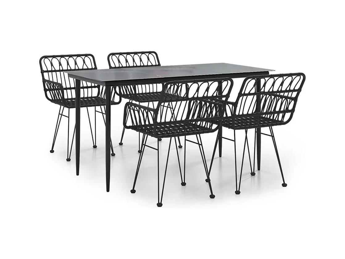 Arkadelphia  5-delige Tuinset poly rattan zwart