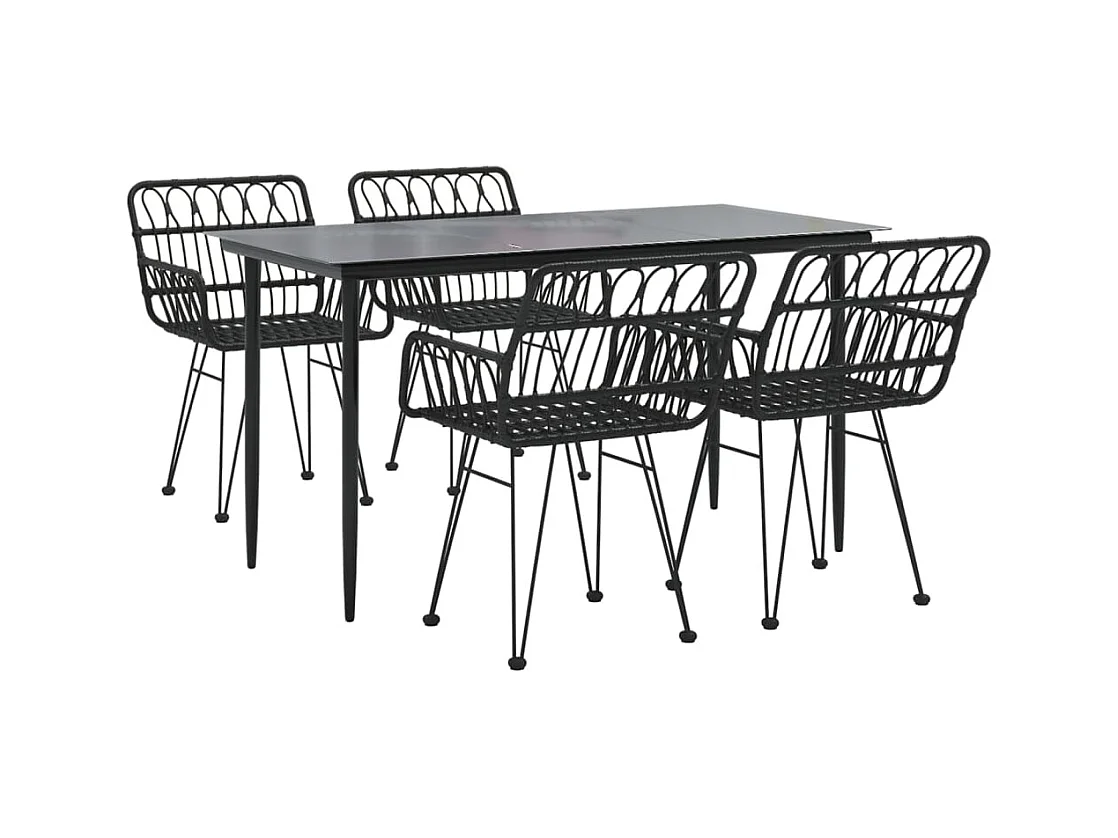 Arkadelphia  5-delige Tuinset poly rattan zwart