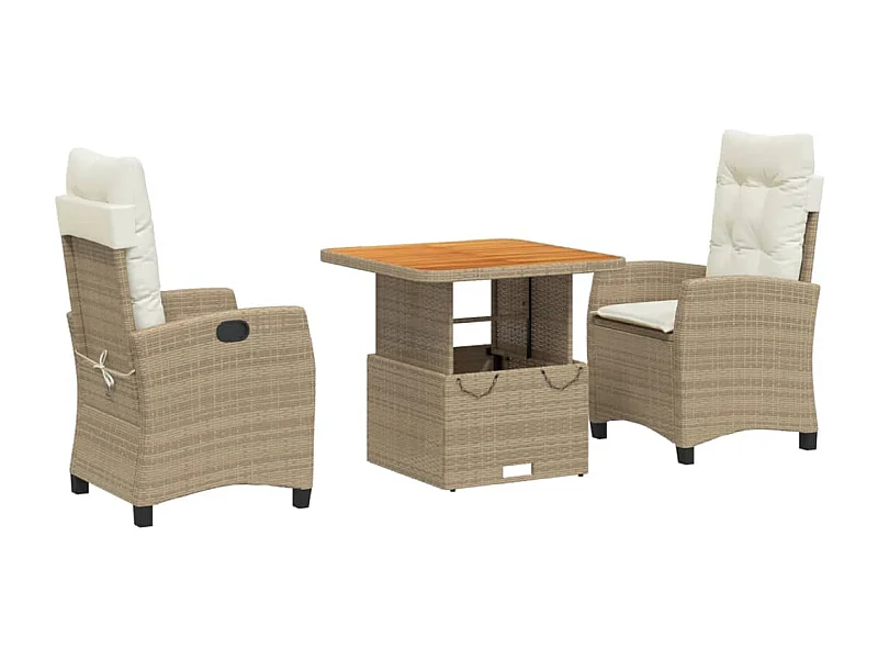 Brazil  Ensemble à manger de jardin et coussins 3 pcs Beige poly rotin