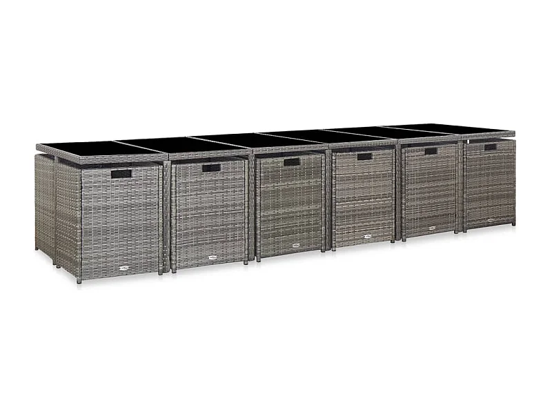 Browns Mills  17-delige Tuinset met kussens poly rattan grijs