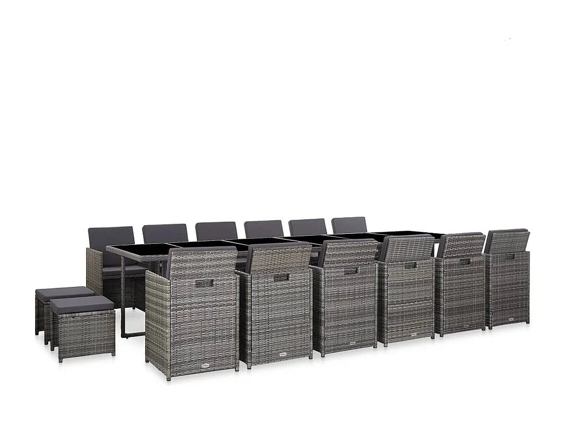 Browns Mills  17-delige Tuinset met kussens poly rattan grijs