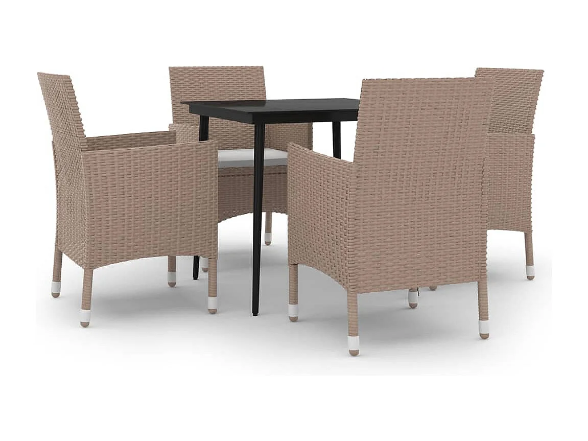 Prolenta Premium -  Ensemble à manger de jardin coussins 5 pcs Résine tressée Verre