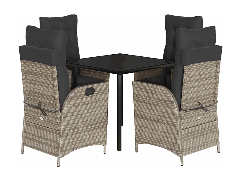 Eugenie  Ensemble à manger de jardin 5 pcs coussins gris résine tressée