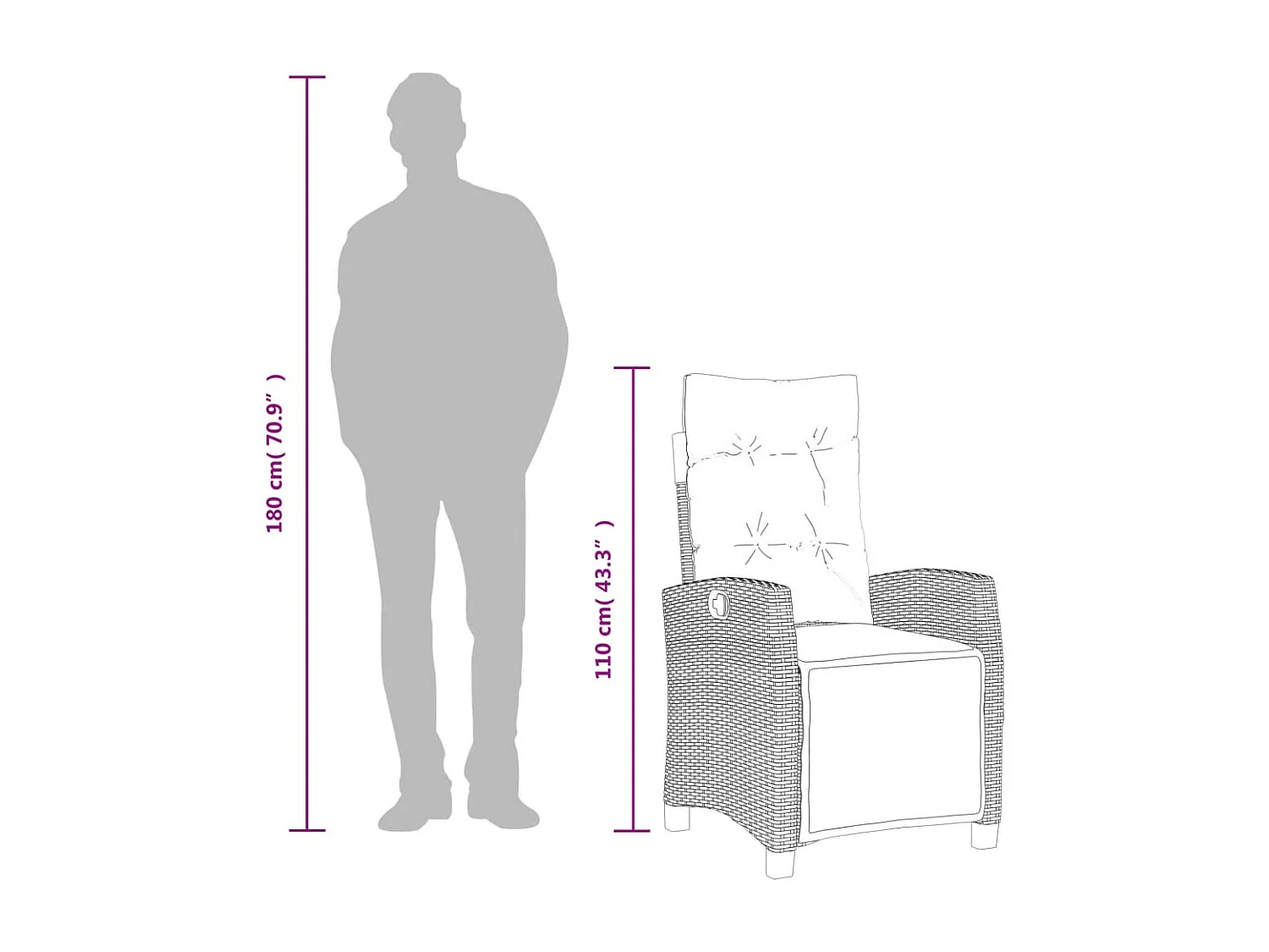 Igmar  Set comedor jardín 7 pzas y cojines ratán sintético gris