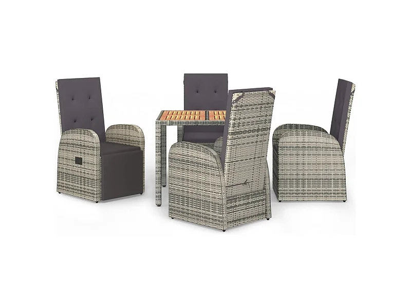 Ringsted  Set comedor de jardín 5 piezas con cojines ratán sintético gris