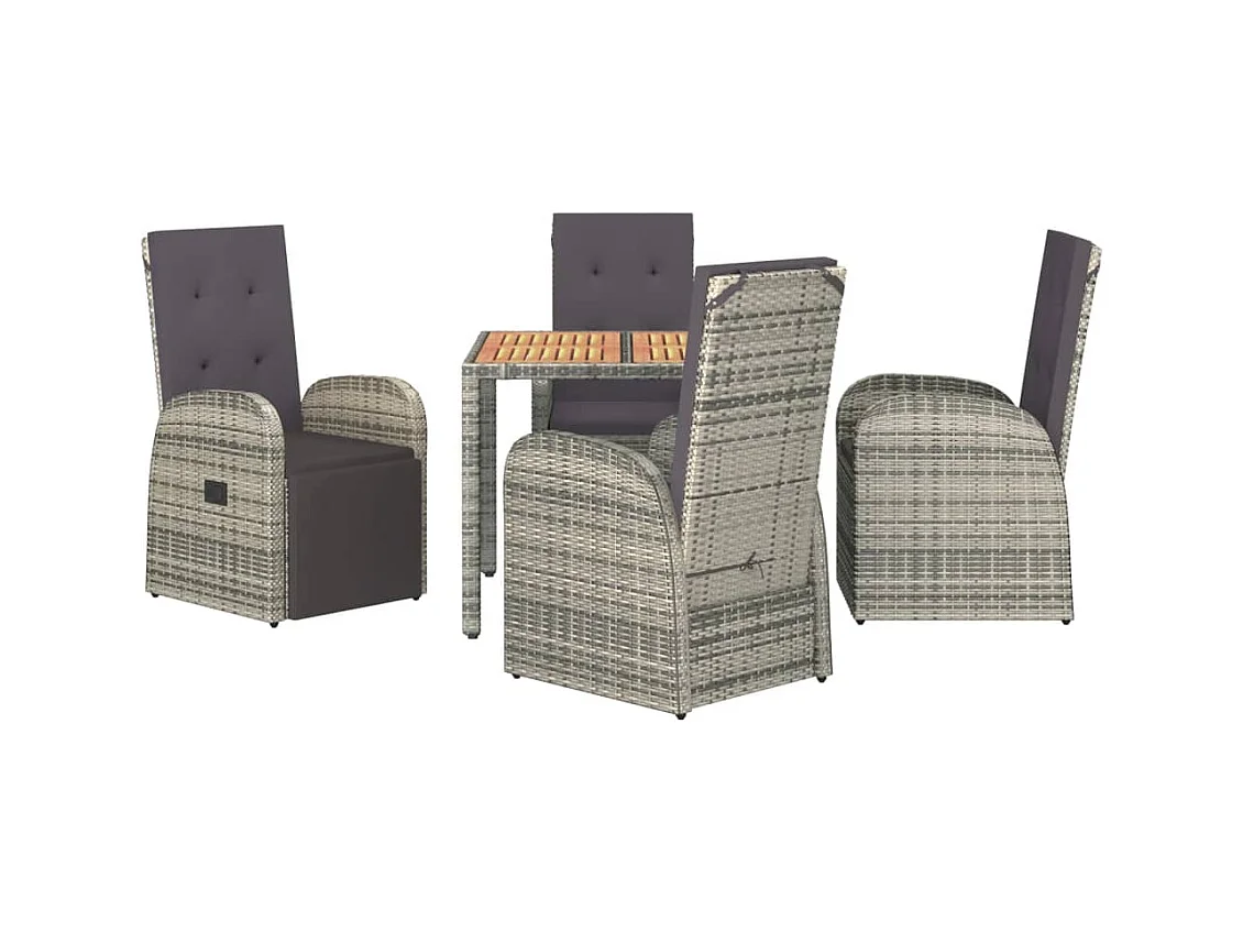 Ringsted  Ensemble à manger de jardin 5 pcs coussins gris résine tressée