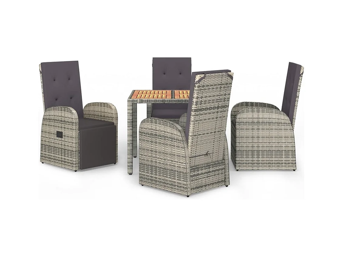Ringsted  Set comedor de jardín 5 piezas con cojines ratán sintético gris