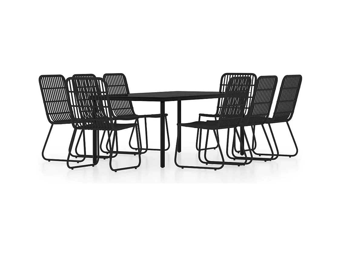 Welcome  Juego de comedor para jardín 9 piezas negro