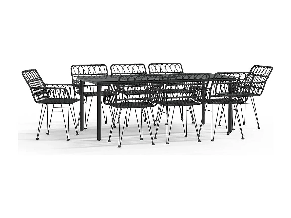 Francisca  9-delige Tuinset poly rattan zwart