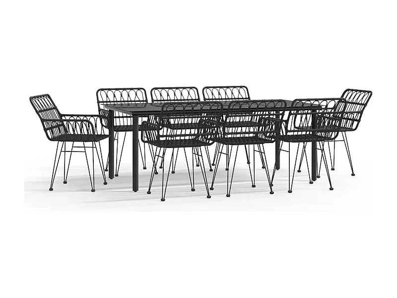Francisca  9-delige Tuinset poly rattan zwart